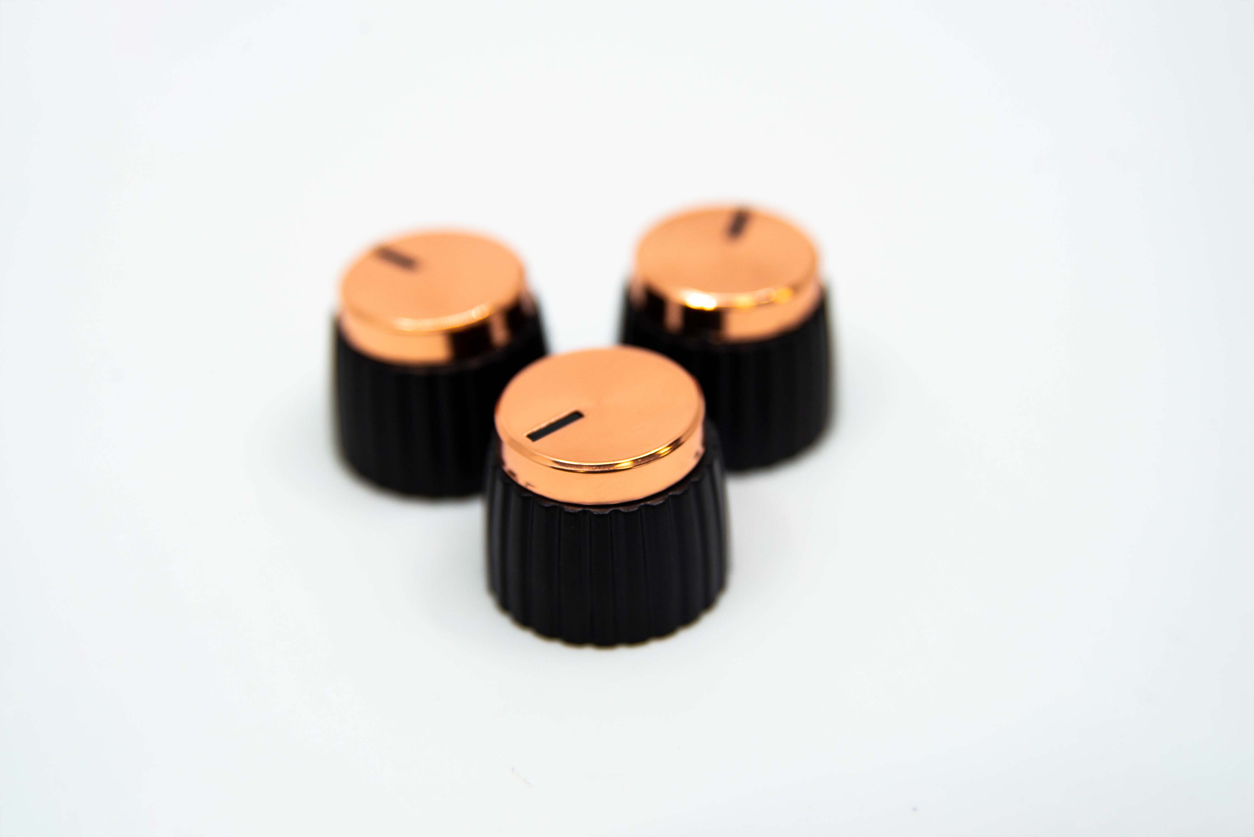 Perillas de color negro y oro rosa (juego de 3)