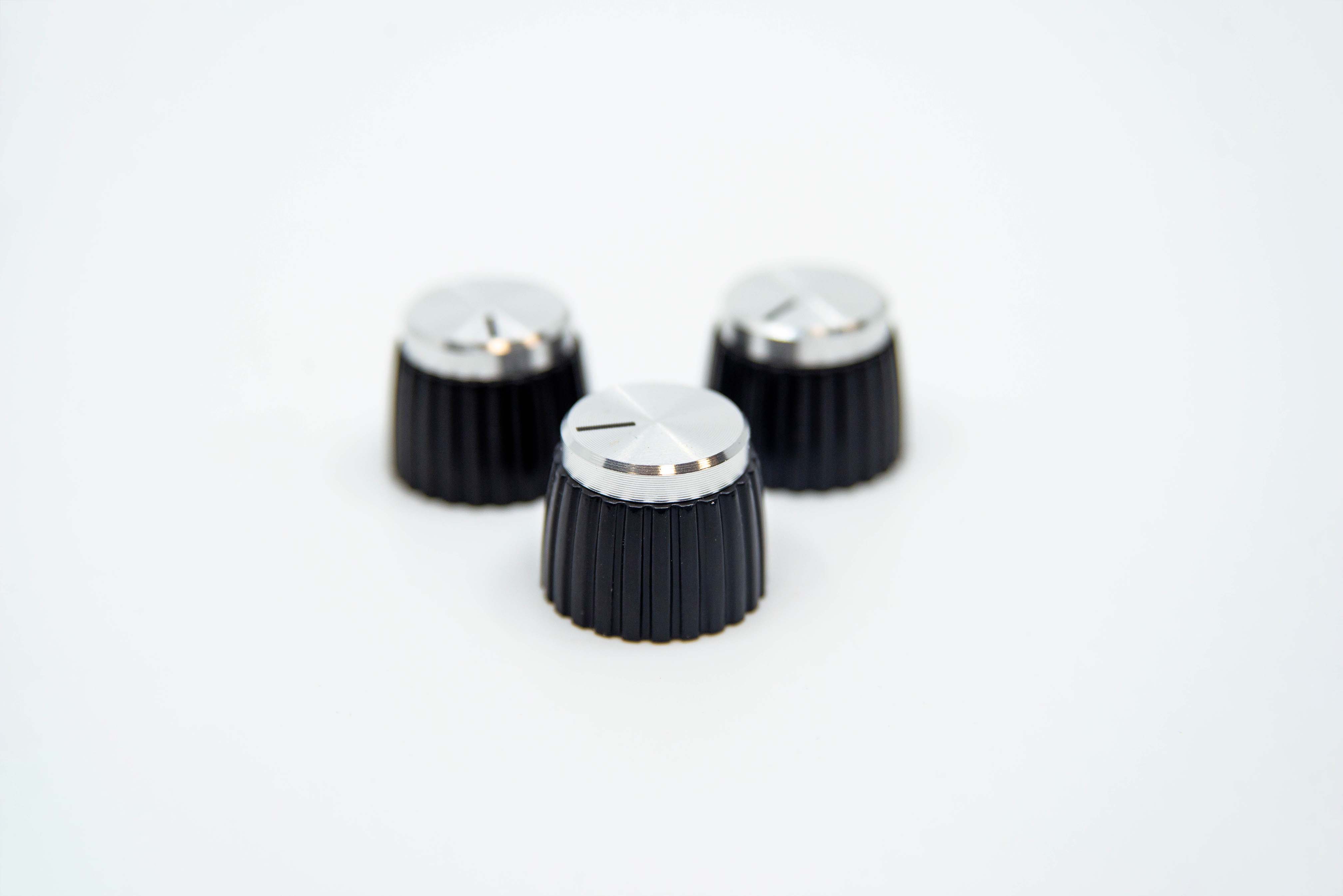 Black-Silver Knobs (Set of 3)